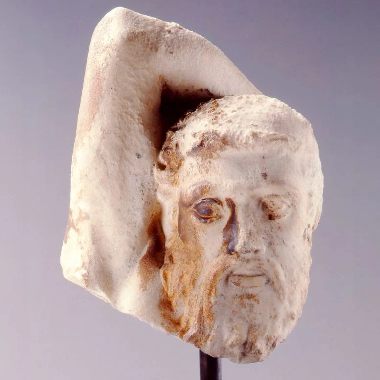 La testa di centauro analizzata dal tempio del Partenone, Museo Nazionale di Danimarca. Credito: John Lee, Museo Nazionale di Danimarca
