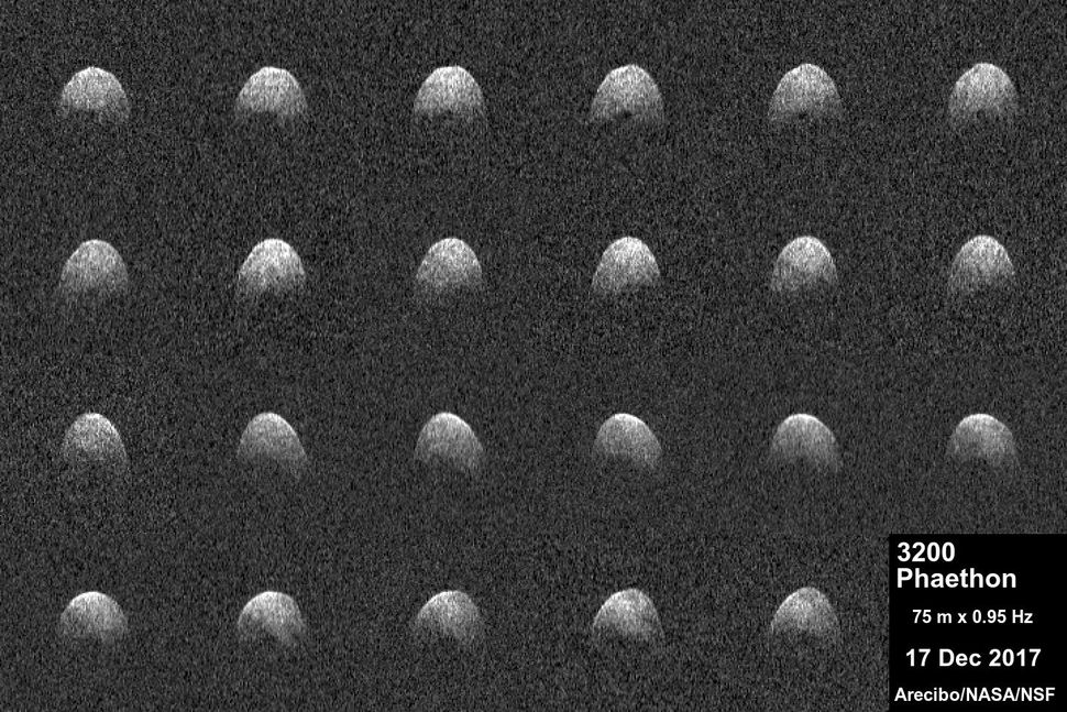 Osservazioni dell'asteroide simile a una cometa Phaethon effettuate con l'ormai defunto telescopio di Arecibo durante un avvicinamento ravvicinato nel dicembre 2017.(Credito immagine: Osservatorio di Arecibo/NASA/NSF)
