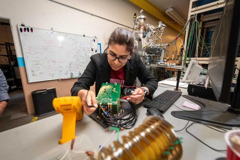 Un laser a femtosecondi durante gli esperimenti