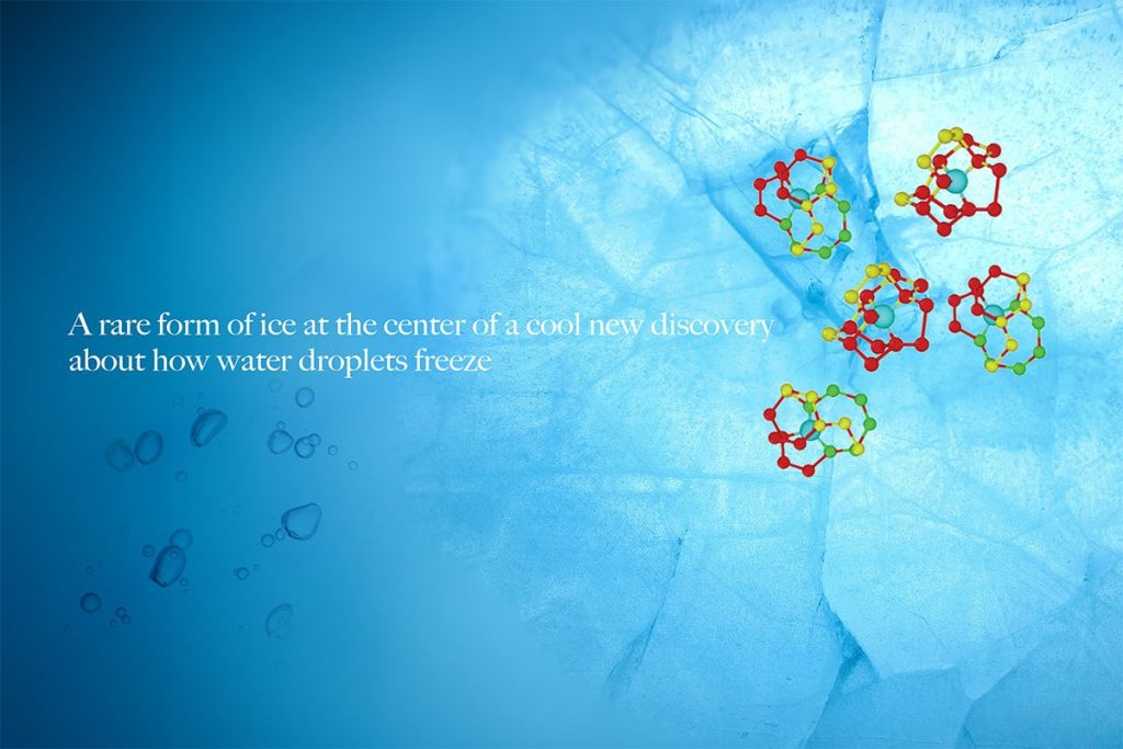 I ricercatori dell'Institute of Industrial Science, The University of Tokyo hanno scoperto che il ghiaccio inizia a formarsi vicino alla superficie dell'acqua tramite strutture simili a un raro tipo di ghiaccio scoperto di recente, il che ci aiuta a comprendere meglio la formazione del ghiaccio. Credito: Institute of Industrial Science, The University of Toky