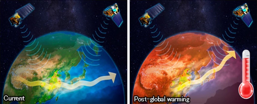 Analizzando i dati di osservazione satellitare a lungo termine e utilizzando un nuovo metodo che tratta gli aerosol come traccianti, i ricercatori hanno scoperto che questi percorsi dalla Cina si stanno spostando leggermente verso nord a causa del riscaldamento globale. Credito: Shinichiro Kinoshita