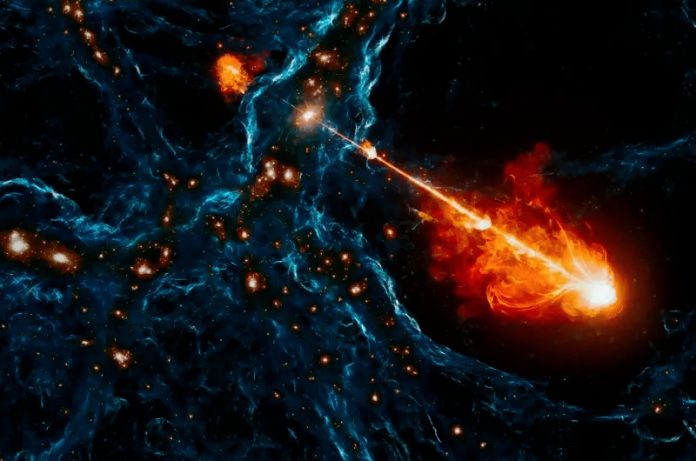 Scoperti buchi neri che espellono plasma caldo ben oltre la loro galassia ospite