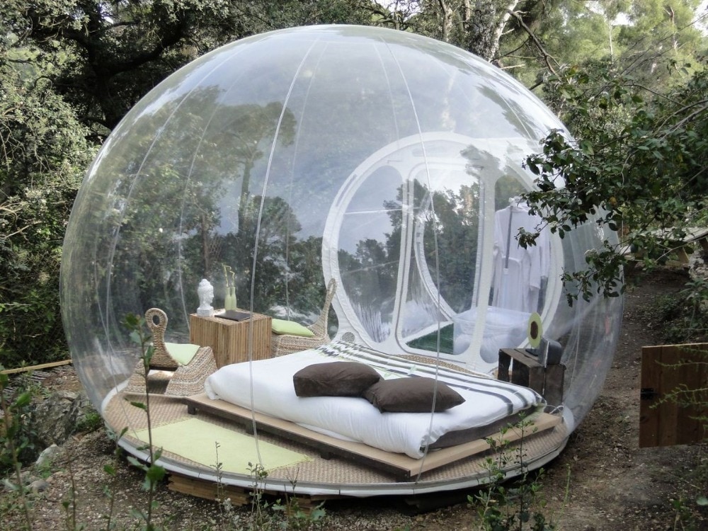 Burbuja transparente inflable para Hotel, tienda de campaña al aire libre con ventilador, 3M, 4M, 5M