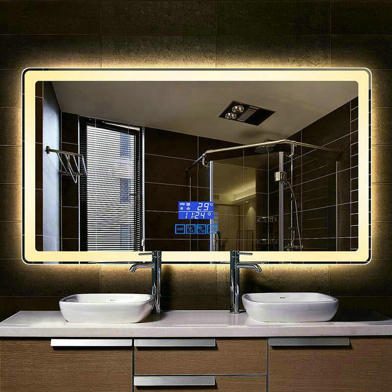 Espejo de baño Rectangular inteligente, reflector de alta calidad, LED de dos colores, 60x80cm, 50x70cm