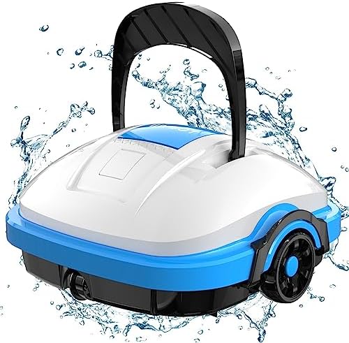 WYBOT Robot Limpiafondos Piscina Sin Cable, Motor Doble, Parada Automática, Aspiradora de Piscina Filtro Fino de 180 μm para Piscinas sobre/en el Suelo de hasta 50 m²