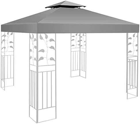 Carpa de 3 x 3 m, impermeable, doble techo, funda de repuesto para cenador de jardín, resistente a tormentas, funda de repuesto (gris)