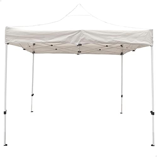 AKTIVE 61138 – Cenador plegable exterior, Toldo blanco, medidas 3x3cm, Regulable en altura, Protección UV e impermeable, de acero, Incluye Bolsa de transporte, Carpa playa, camping, jardín