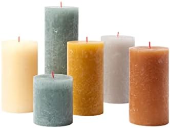 Bolsius Juego de regalo de velas rústicas, ambiente nórdico, caja de 6 velas, largo tiempo de combustión, vela para el hogar, decoración de interiores, sin perfume, cera vegana, sin aceite de palma