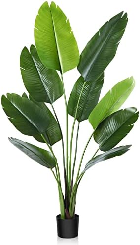 CROSOFMI Planta Artificial Ave del Paraíso 150 cm Palmera Tropical Falsa con 10 Hojas, Plantas Artificiales Maceta para Interior Exterior Casa Hogar Oficina Jardín Decoración Moderna（1 Pack）