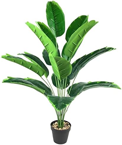 AIVORIUY Planta Artificial Ave del Paraiso Árbol Artificial in Maceta Hawaiian Tropic Palma Plantas Banano y Hoja Verde 80cm para Hogar Baño Boda Salon Planta Falsa Decoración (Verde)