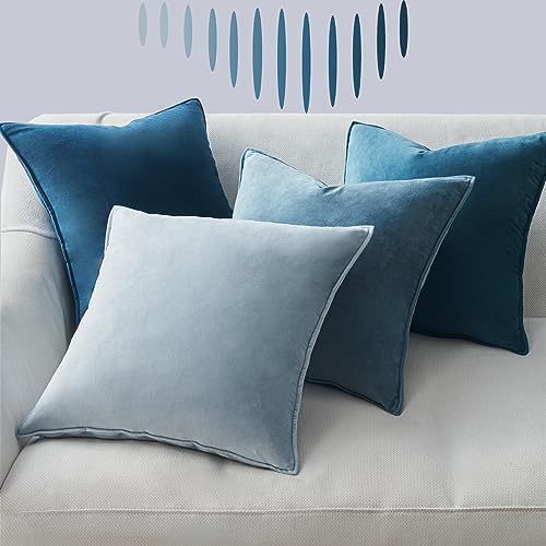 Topfinel Funda Cojin 45×45 Cojines Azules para Sofa Juego de 4 Cojines Salon para Decoracion Hogar Funda de Almohada Colores Gradientes Moderna Serie Colores Azules