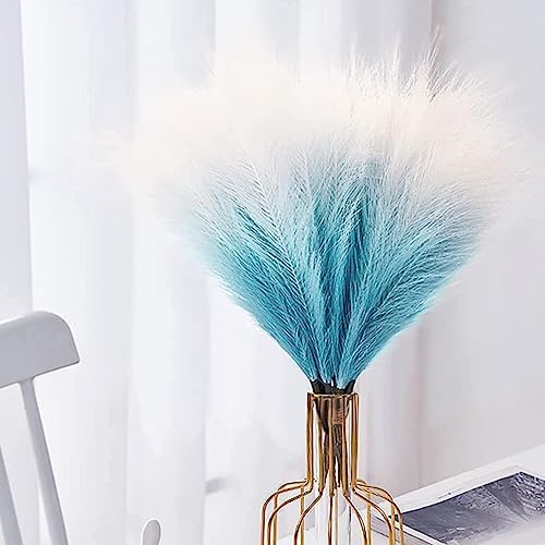 30 Piezas Pampas Secas Decoracio Azul Degradado Hierba Artificial de Pampa 55cm Flores Secas Hierba de la Pampa Deco,Hierba de Pampa Esponjosas Decoración del Hogar y para Bodas