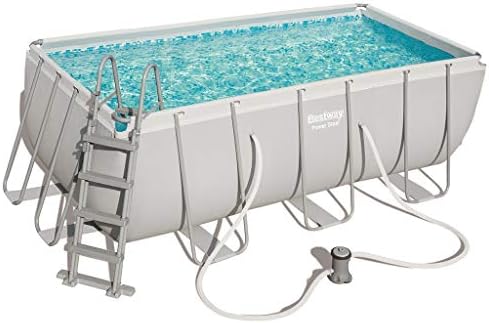 Bestway 56456 Power Steel – Piscina exterior rectangular 412 x 201 x 122 cm, bomba de filtrado, escalera y dosificador Chemconnect incluidos