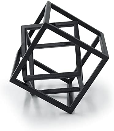 Aoneky Estatua de Cubo Geométrico – Figura Decorativa de Hierro, Estilo Minimalista Moderno, Regalo Original de Navidad, Decoración para Hogar Casa Oficina, Color Negro