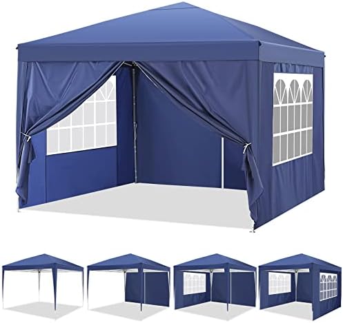 YUEBO Carpa Plegable 3×3 con 4 Laterales Cenador Impermeables Exterior Protección UV 50 Pop Up Gazebo Playa Cenadores para Jardin,Terraza,Camping, Azul