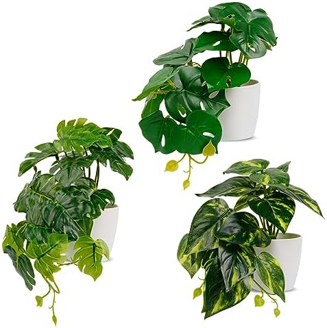 3 Piezas Plantas Artificiales Árbol de Tortuga 15 cm, Plantas Artificiales Decorativas Pequeñas para Hogar Oficina Mesa Escritorio Sala de Estar Cocina Baño, Verde Fake Plants