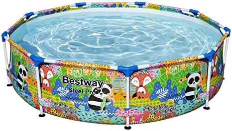 Bestway – Piscina Redonda Animales, Estructura Metalica, Ø274x66cm, Estampado Animal Ideal Niños, 3221 litros