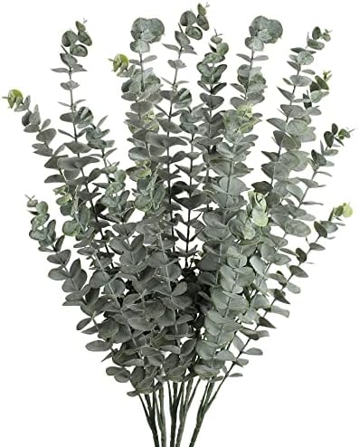 5 PCS (15 Ramas) Plantas de eucalipto artificial, Decoraciones de plantas de eucalipto artificial con 3 cabezas de rama, Flor seca de eucalipto decorativa para decoración del hogar, Altura 74cm