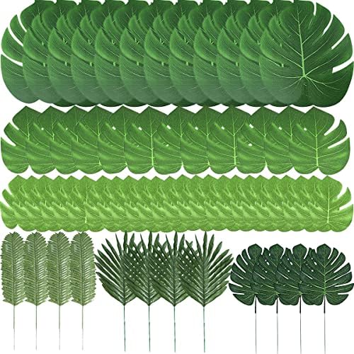 60 Unidades de 6 Tipos de Hojas de Palma Artificiales para Plantas Tropicales, Hojas de Safari, Hojas de Monstera de imitación para Decoraciones