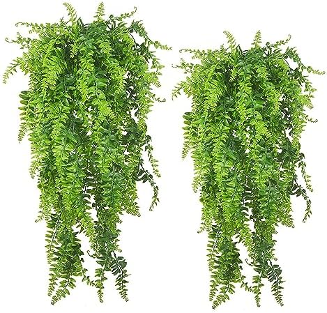 2 Paquetes Plantas Artificiales Decorativas, 78cm Plantas Artificiales Colgantes, Decoración de Vegetación, Decoración de Pared Colgante para Pared, Exterior, Interior, Balcón