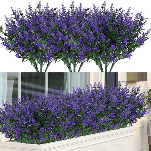 9 Piezas de Lavanda Artificial Flores y Plantas Púrpuras Artificiales Simulación Jardín Maceta Planta de Flores de Plástico de Fiestas en El hogar Oficina Patio o Boda Decoración de Bricolaje