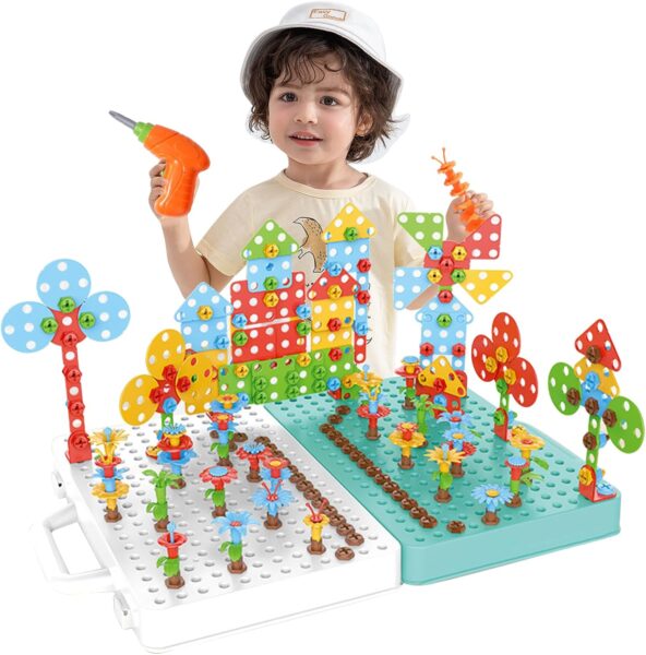 Juguetes Niños 3 4 5 6 Años Herramientas Juguete Puzzles 3D Construcciones para Niños Manualidades Niños con Taladro Eléctrico Mosaicos 399 Pcs Juegos Educativos Niños Regalos Juegos de Mesa