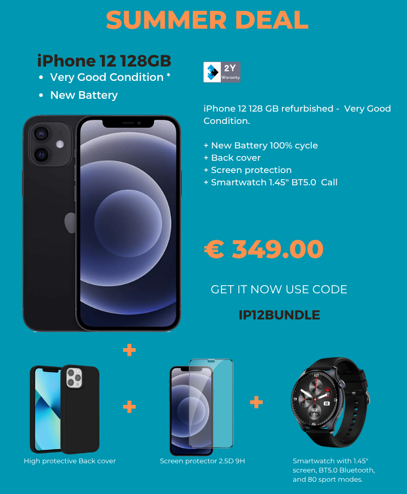 iph12-128-fondo Bundle iPhone 12 128GB - Black - Very Good State - Imagen 1