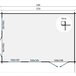 Blokhut - Tuinhuis Hildegard | 44mm | onbehandeld