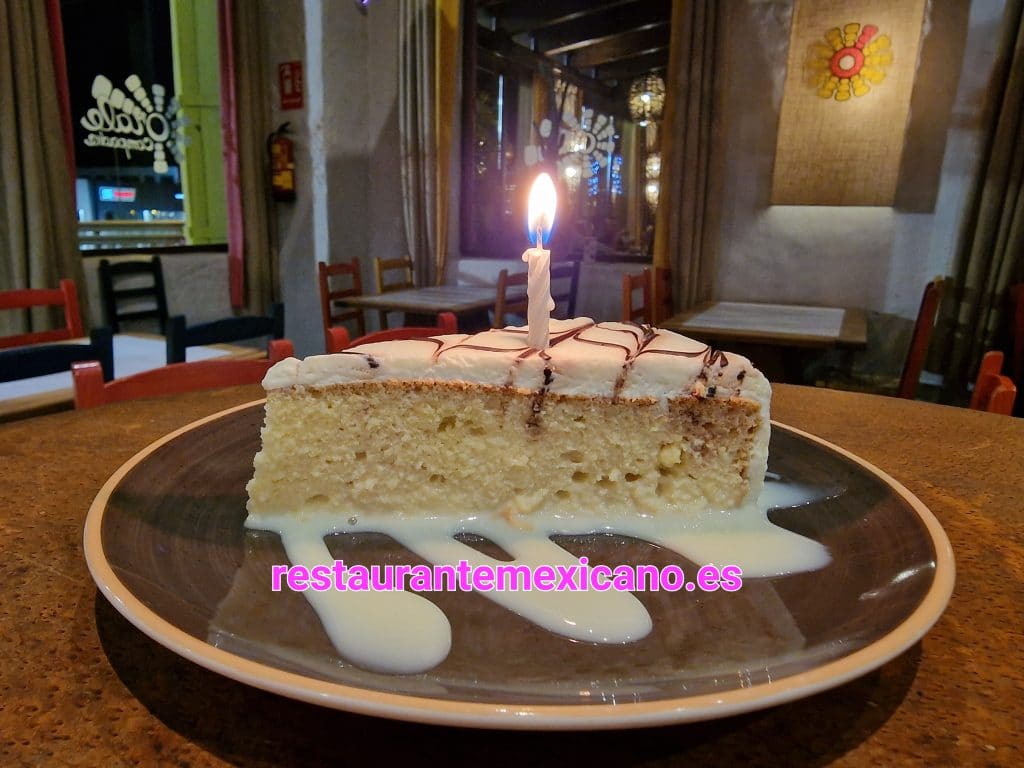 Pastel 3 leches restaurante mexicano Madrid