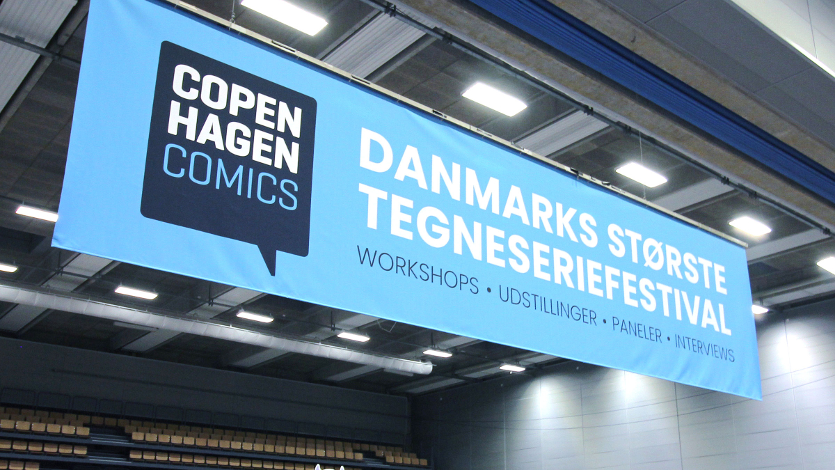 Copenhagen Comics dobbeltsidet hængebanner