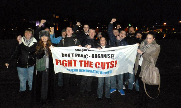 Militant protest held outside Glasgow Sheriff Court, Monday 6 January 2014