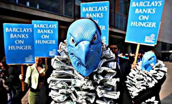 Demonstration outside serial offender Barclays Bank AGM