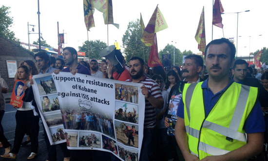 Protest in London after the murder of 32 young Kurdish and Turkish socialist by IS Protest in London after the murder of 32 young Kurdish and Turkish socialist by IS