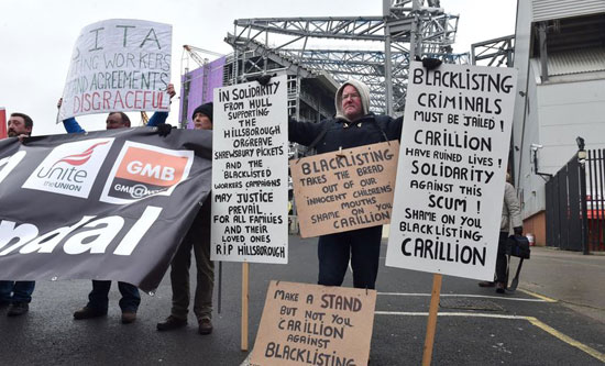 Carillion blacklisted 800 of its unionised employees for calling them out on poor health and safety condition 3