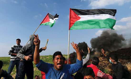 Palestinians protest at the Great March of Return