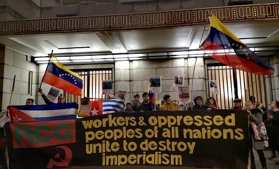Protest at Senate House against Luis Almagro, November 2019
