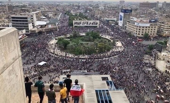 Protest in Tahrir Square, Baghdad, 25 October 2019 (photo: FPP/CC 4.0 - https://creativecommons.org/licenses/by-sa/4.0/deed.en))
