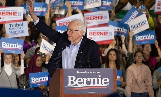 Bernie Sanders at a campaign rally in San Jose, California
