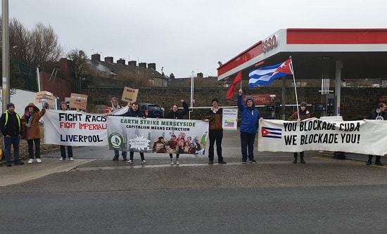 RCG and Earth Strike Merseyside picket Esso