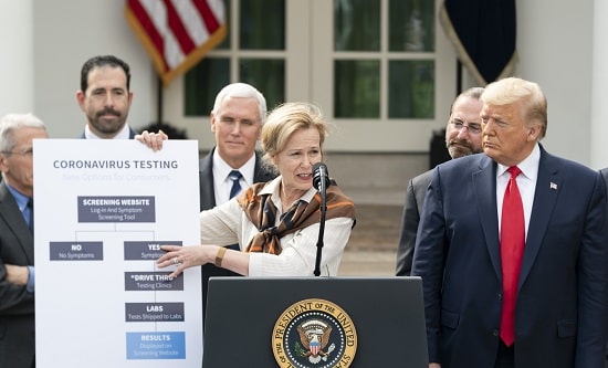 Donald Trump holds a press conference with Ambassador Debbie Birx, White House Coronavirus Response Coordinator
