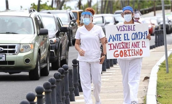 Puerto Rican medics protest against the lack of adequate PPE Puerto Rican medics protest against the lack of adequate PPE
