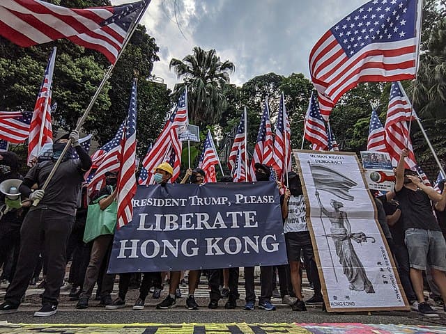 Protesters call on Donald Trump to 'liberate Hong Kong'