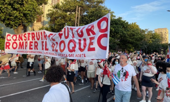 International Peoples Assembly banner on May Day, Havana 2022 (photo: Liberation News)
