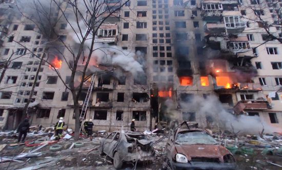 Houses destroyed by shelling in Kiev