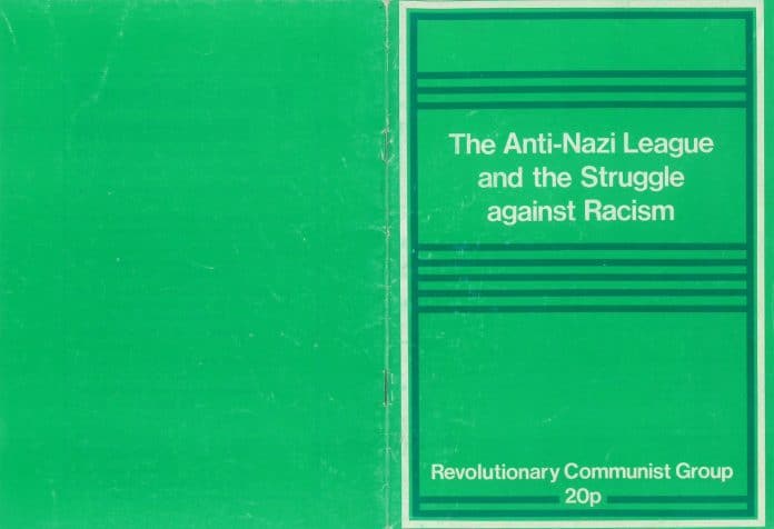 Cover of The Anti-Nazi League and the Struggle against Racism, Revolutionary Communist Group (20p)