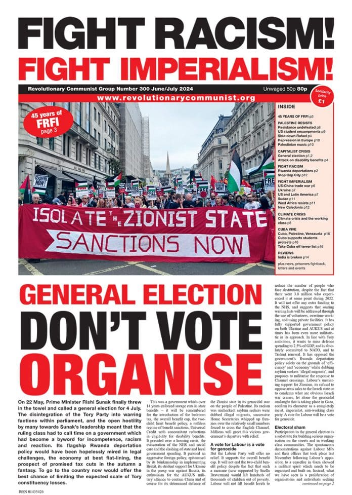 FRFI issue 300 cover, General Election. Don't Vote Organise