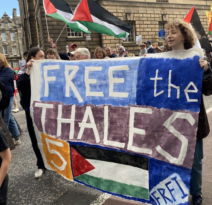 FRFI marches in support of the Thales 5 in Edinburgh