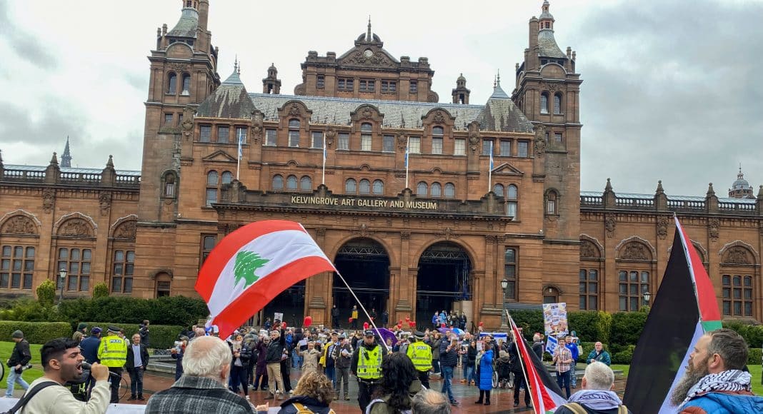 Fight Racism! Fight Imperialism! supporters in Scotland joined a weekend of mobilisation to mark one year since the Palestinian resistance broke out of Gaza and the Israeli genocide began
