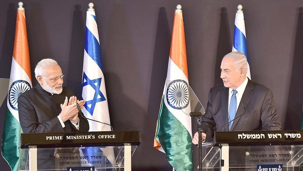 Narendra Modi meets with the Prime Minister of Israel Benjamin Netanyahu in Jerusalem, 5 July 2017. (Photo: Indian Prime Minister's Office/Wikimedia Commons)