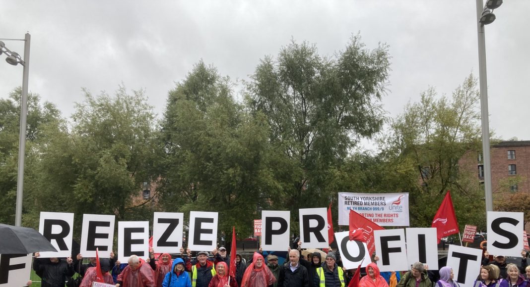 Winter Fuel Protest at the Labour Party Conference, September 2024: Protesters demand ‘Freeze Profits, Not People.’
